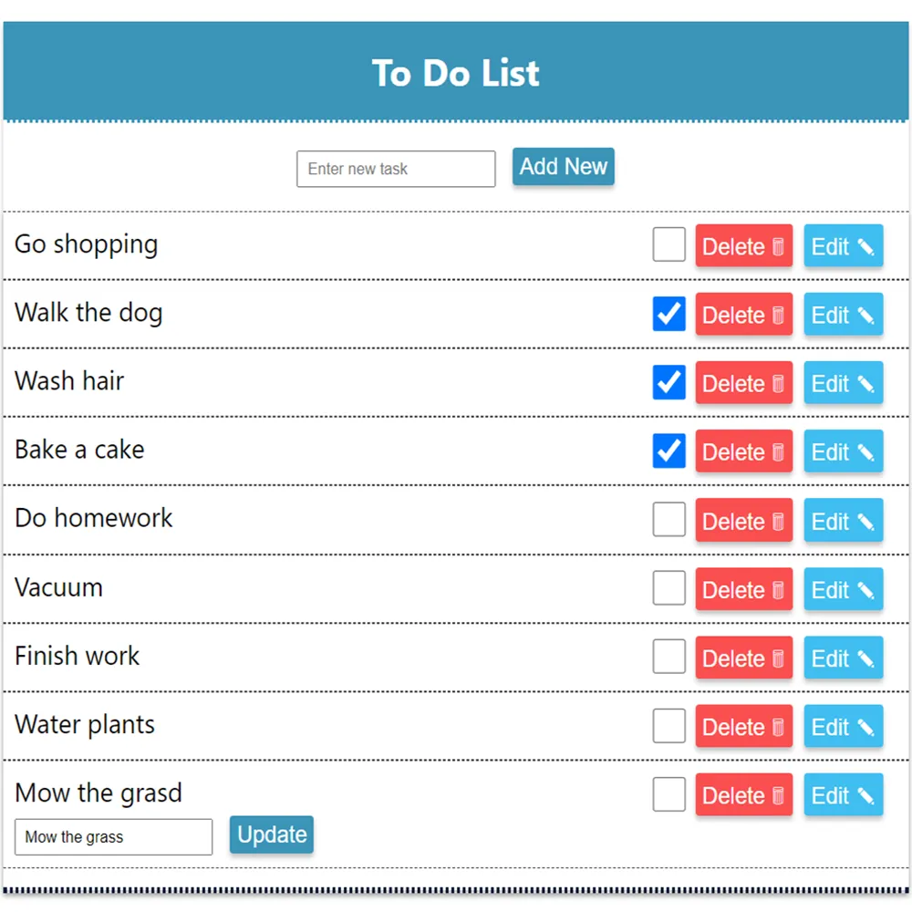 todo list screenshot